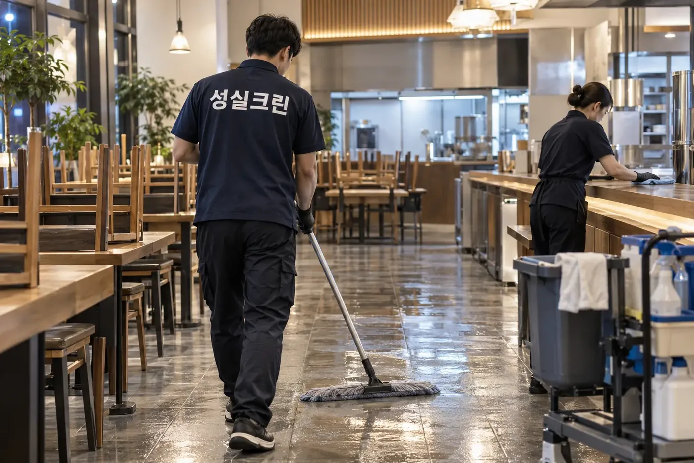 성실크린 마포구 도화동 업소청소 현장