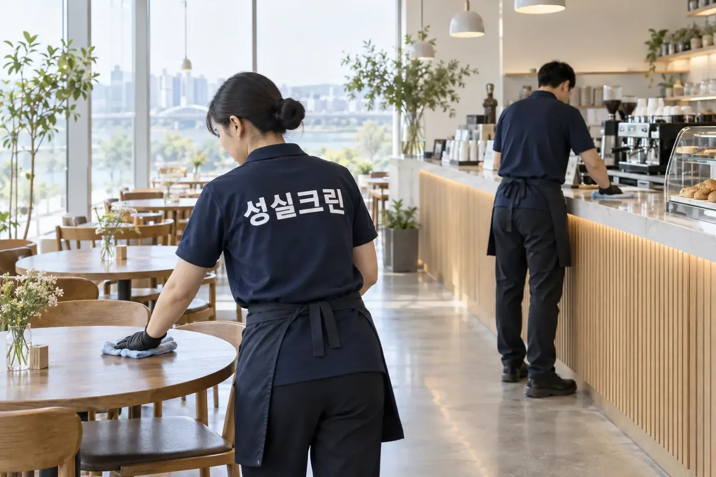 성실크린 마포구 상암동 카페청소 현장