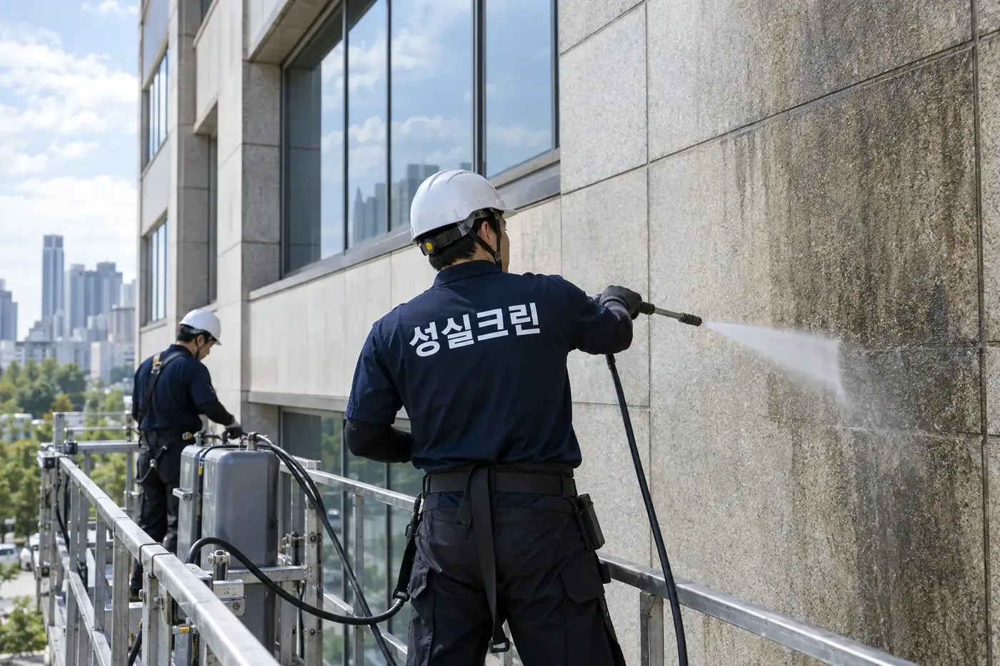 성실크린 마포구 건물외벽청소 현장