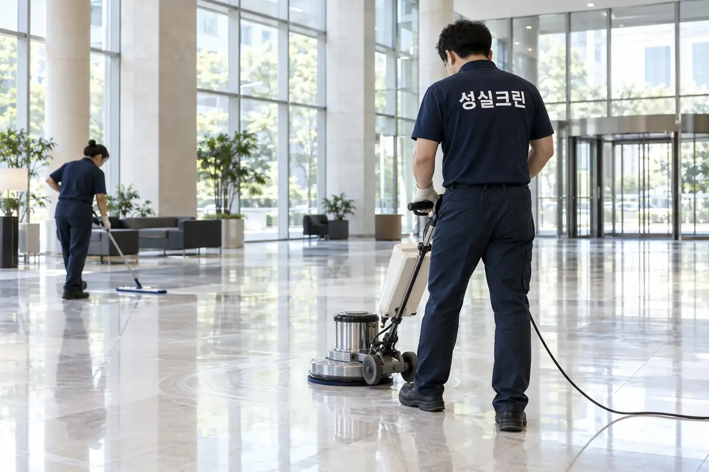성실크린 마포구 바닥왁스코팅 현장