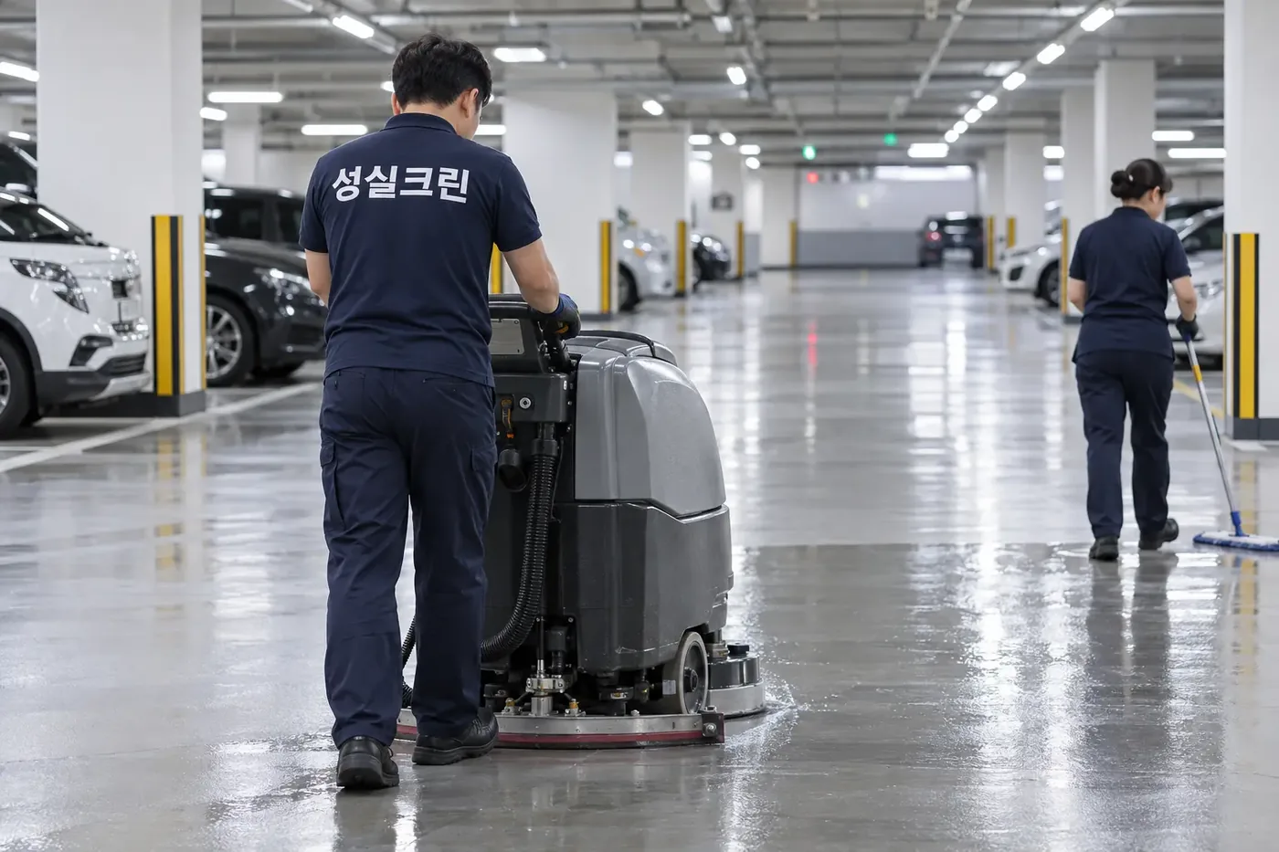 성실크린 마포구 주차장청소 현장